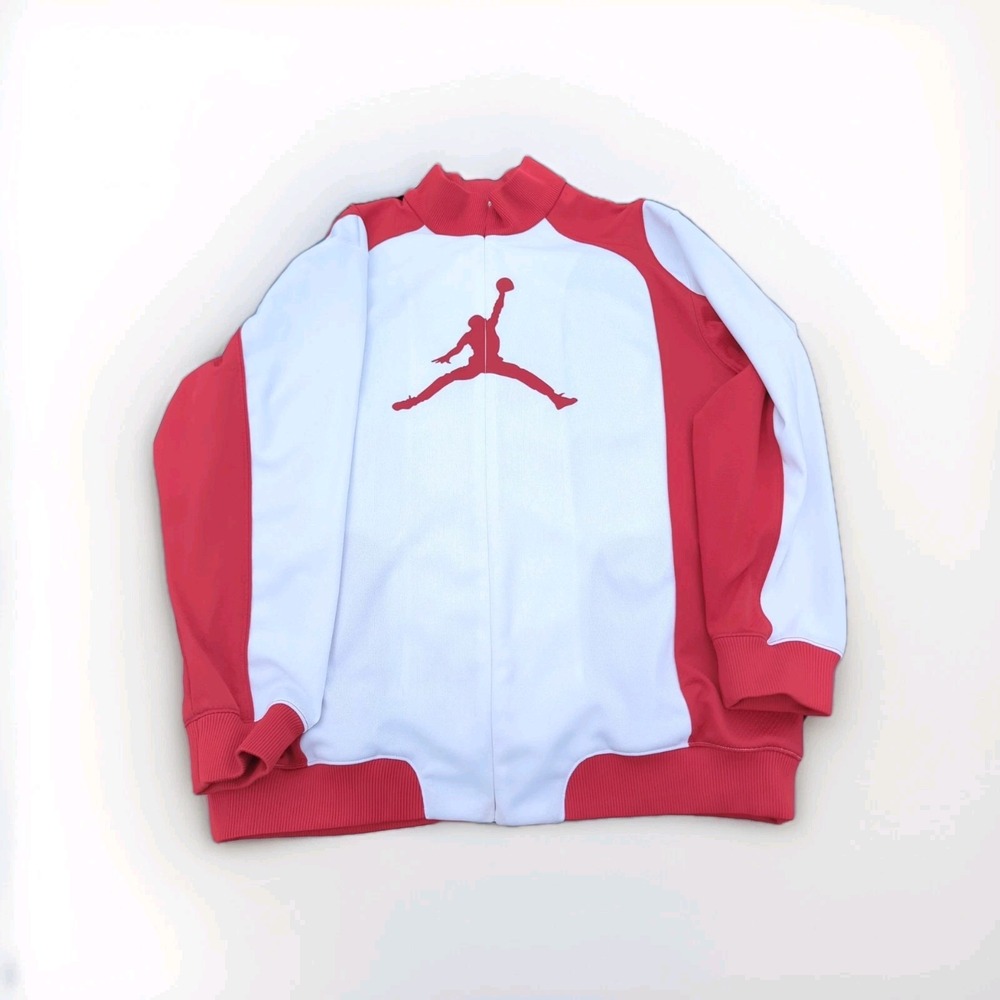 Vintage Nike Air Jordan Big Jumpman Red White Track Jacket Men's XXL‎ Rare, Zip